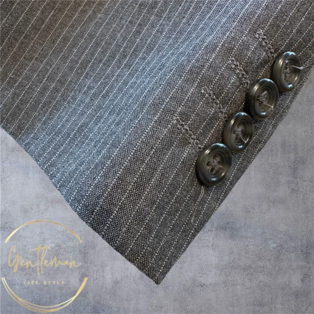 MERONA Mens Blazer Sport Coat Two Button Jacket 42R Gray Striped Suit Jacket